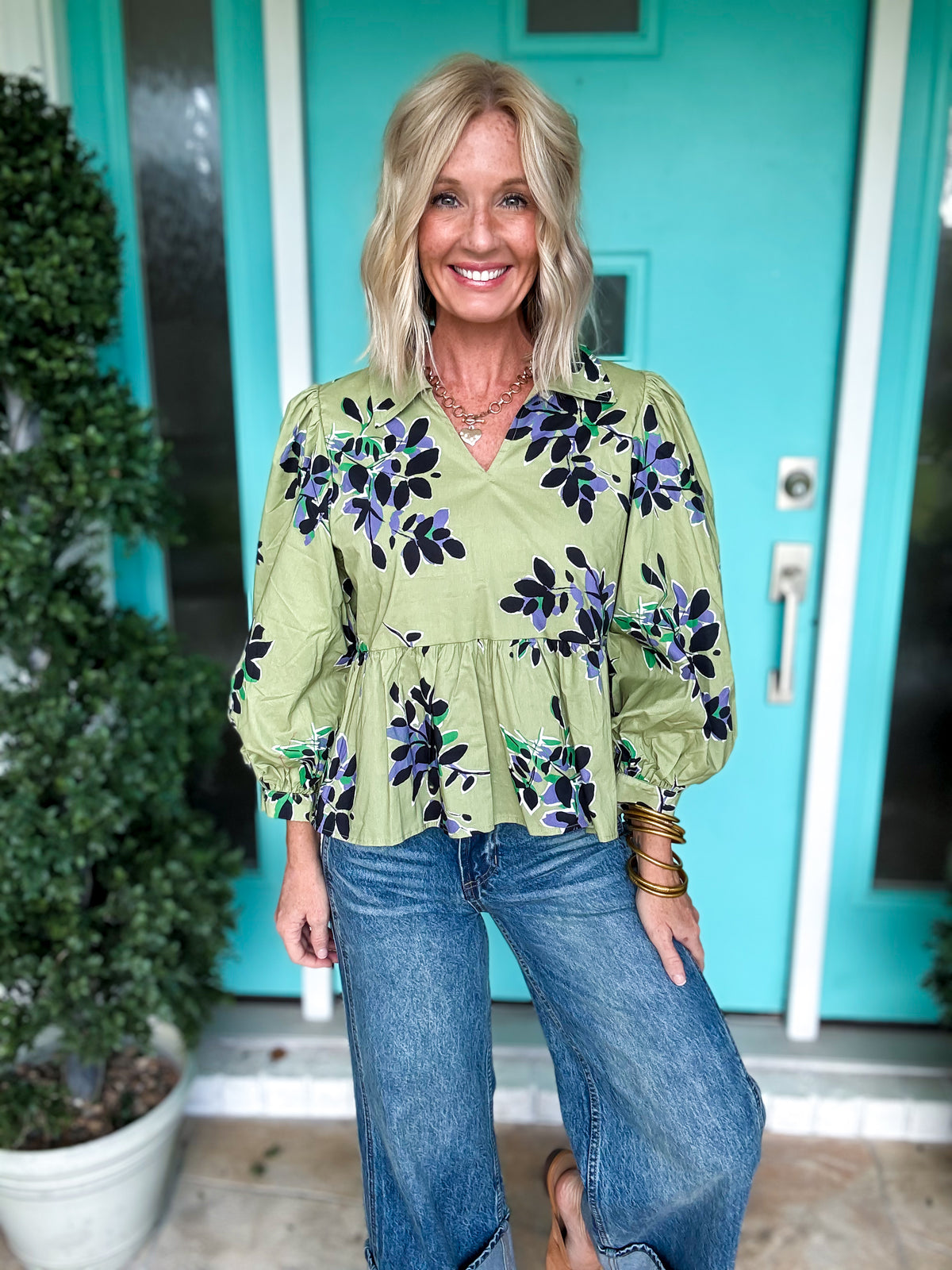 Fern & Floral Peplum Top