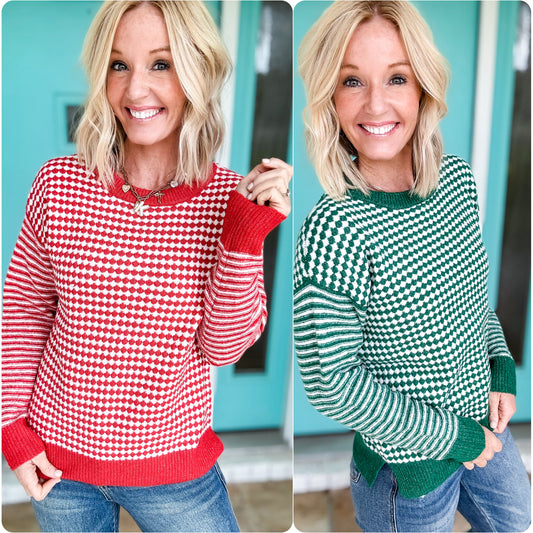 Merry & Checked Sweater by Staccato