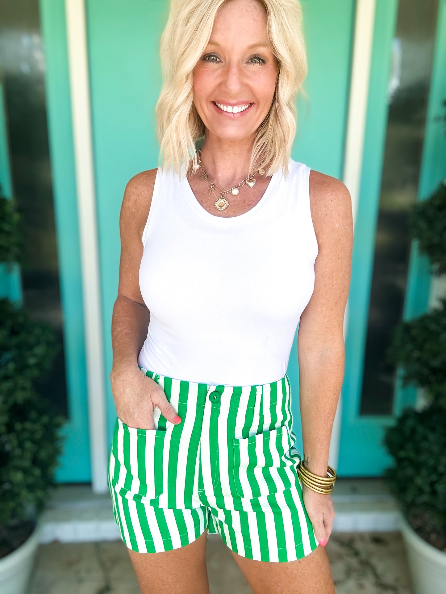 Striped Front Pocket Shorts