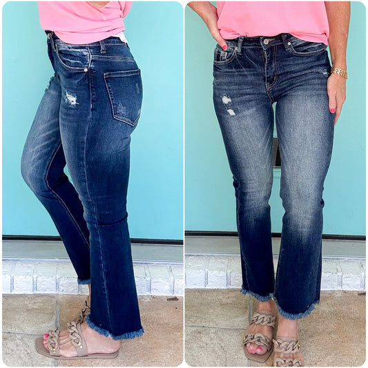 Sunrise Cropped Straight Jeans -- Dark