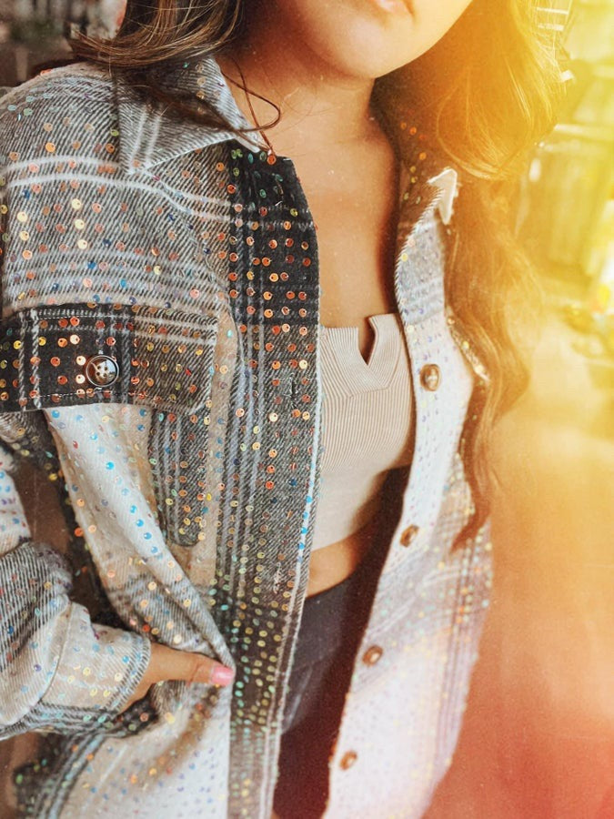 The Sequin Showstopper Plaid Shacket