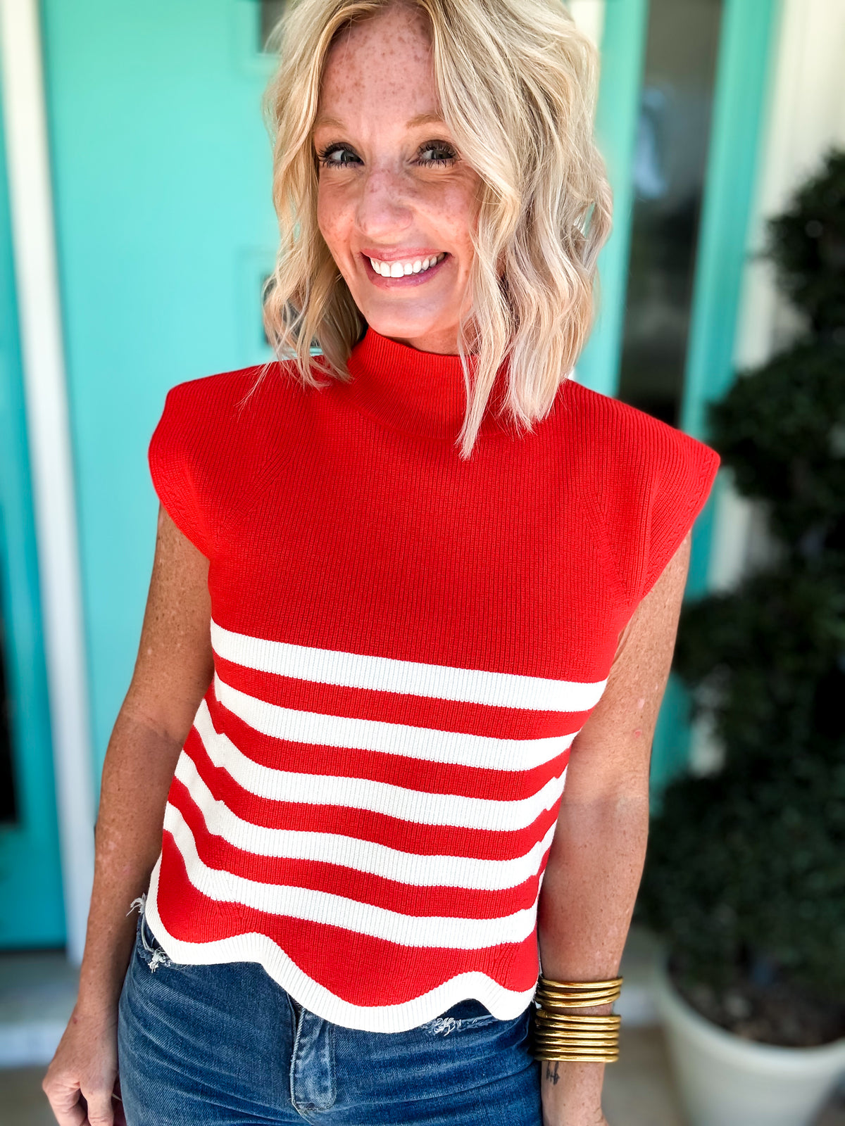 Charming Red Sweater Top