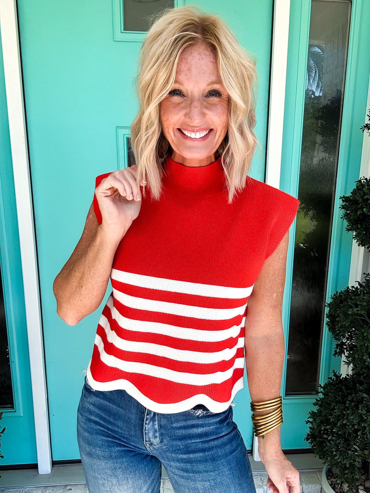 Charming Red Sweater Top