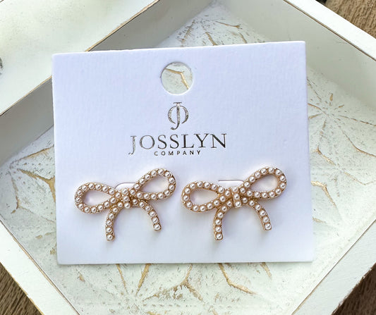 Pearl Bow Stud Earrings