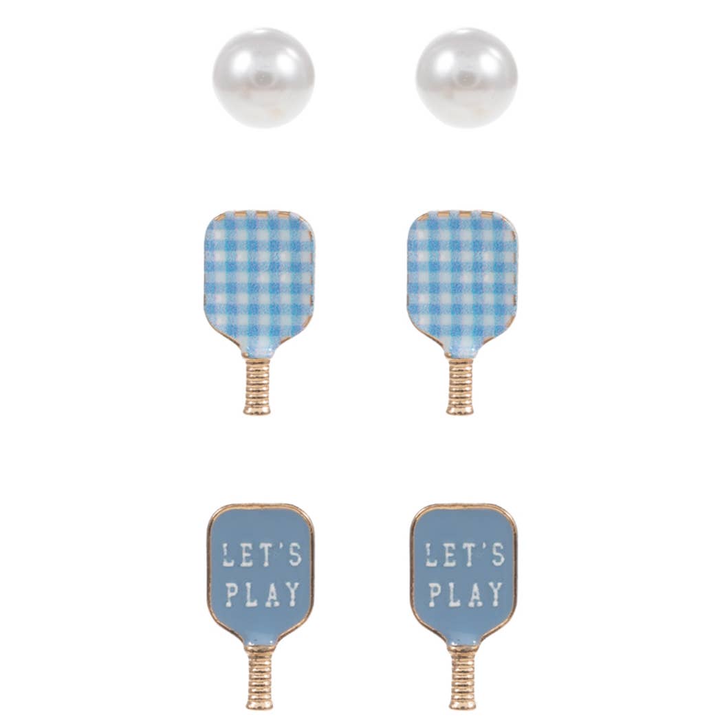 Pickleball Themed Studs: Set of 3