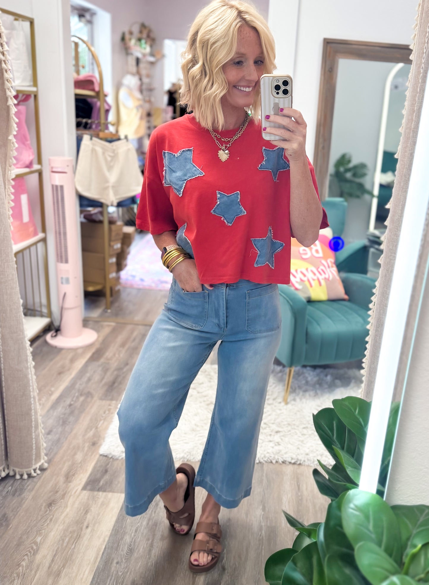 Blue Jean Stars Top