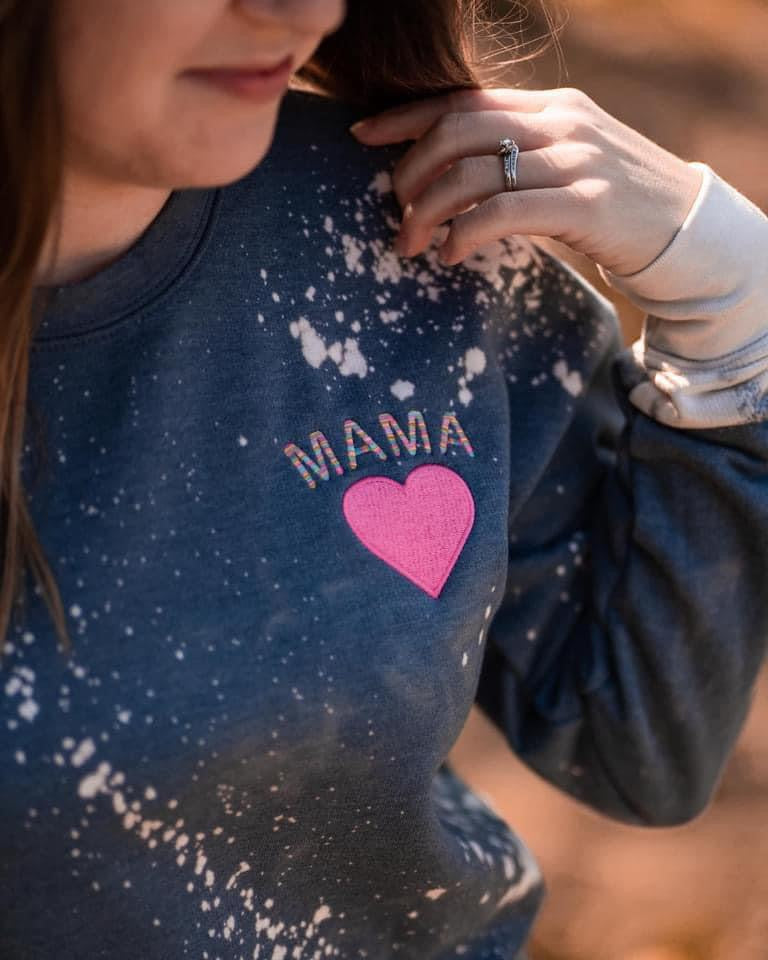 Mama Bleached Embroidered Sweatshirt