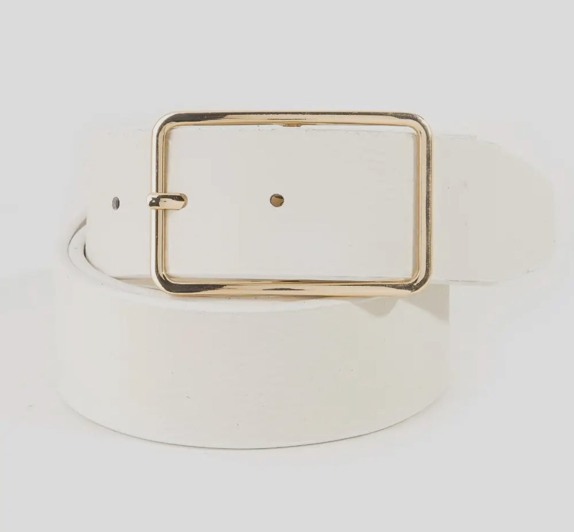 Rectangle Cutout Buckle Vegan Leather Belt