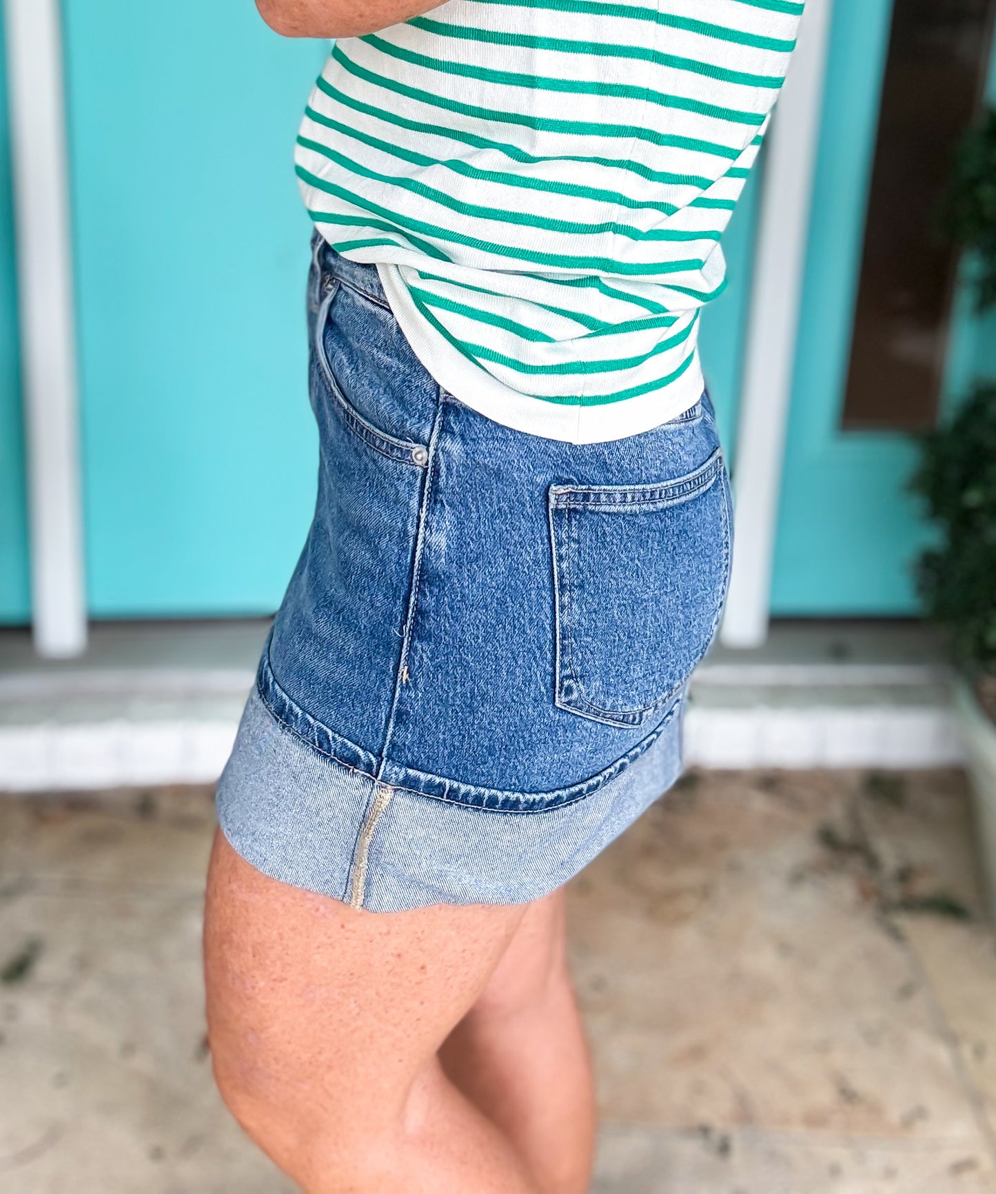 Cuffed Denim Skort