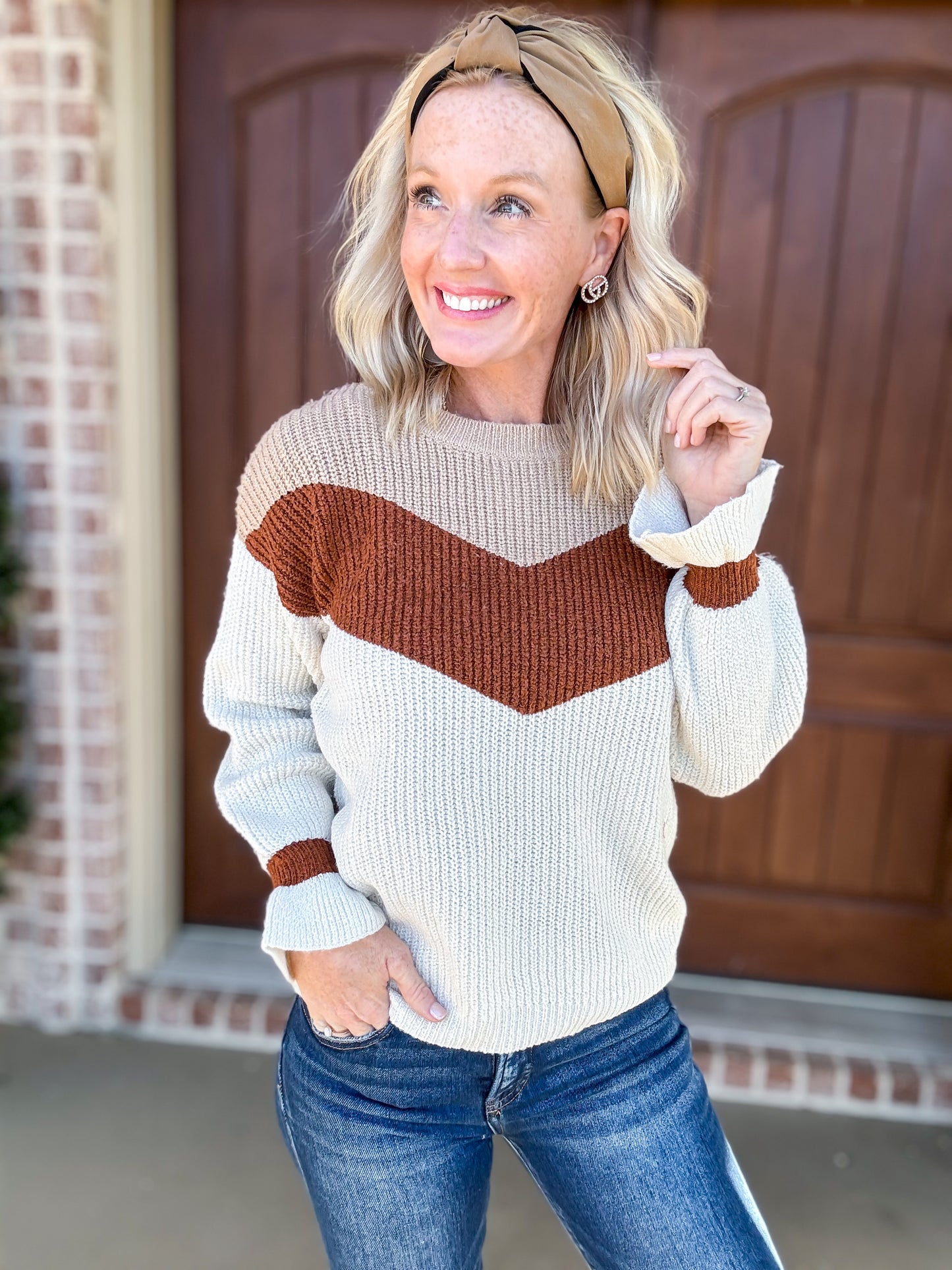 Chevron Cuff Detail Sweater