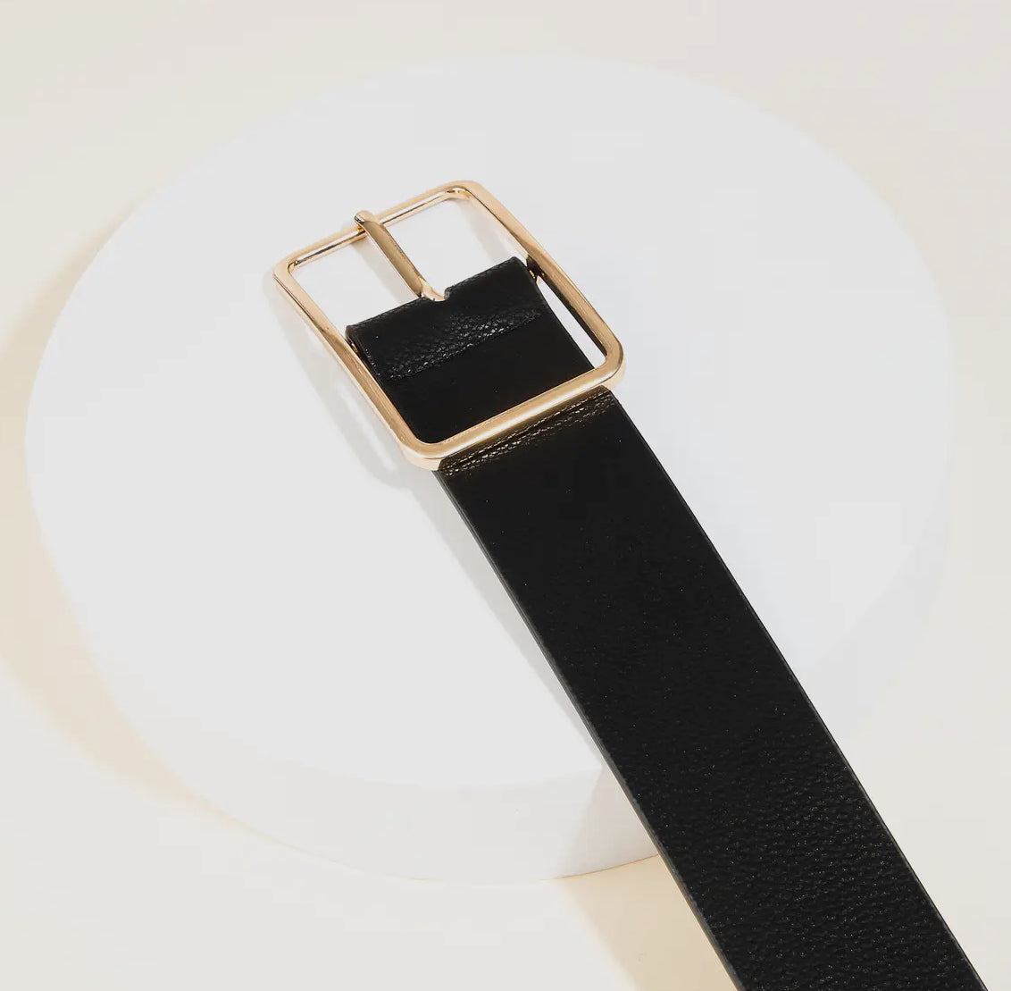 Rectangle Cutout Buckle Vegan Leather Belt