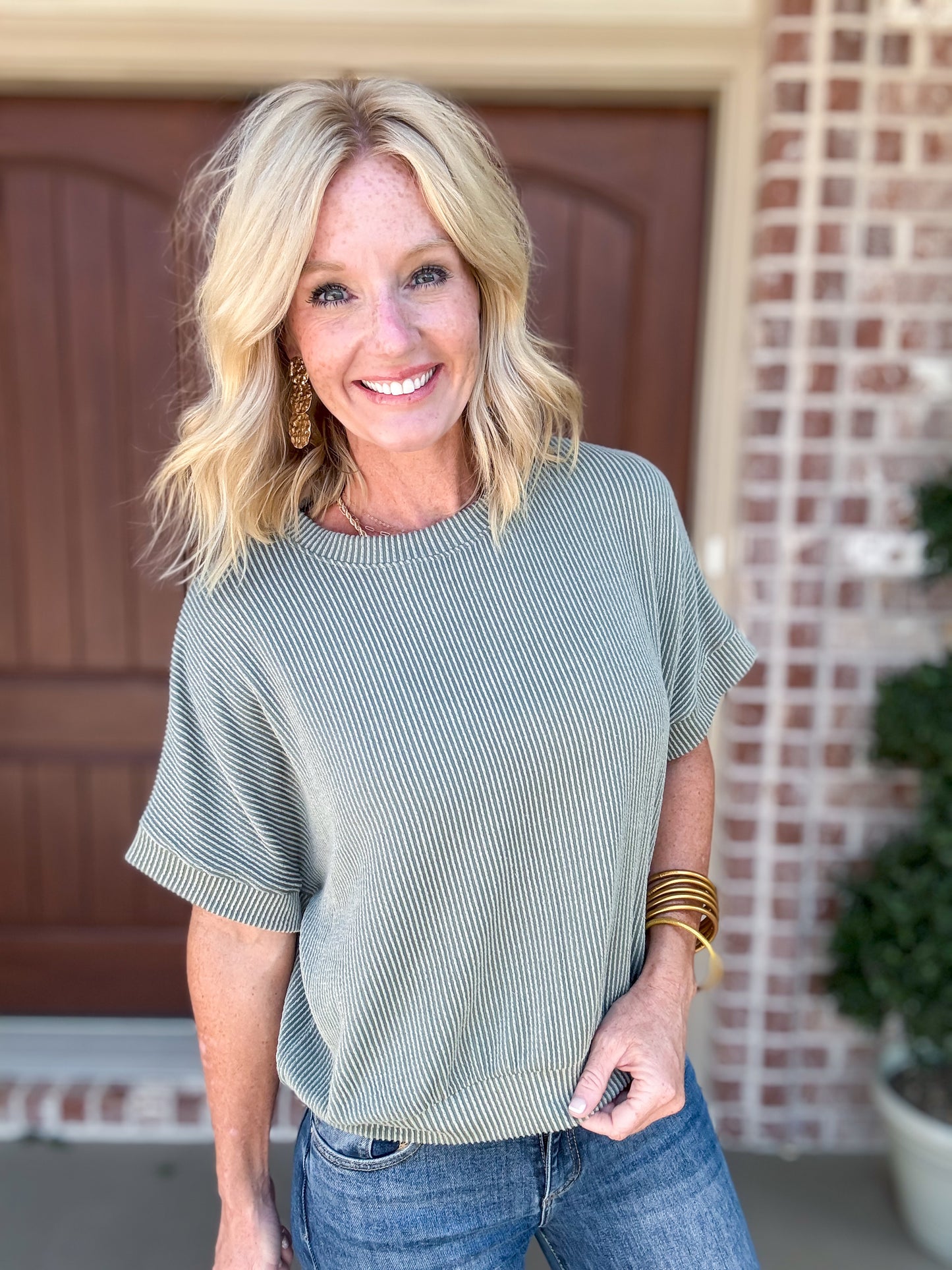 Ribbed & Comfortable Olive Top