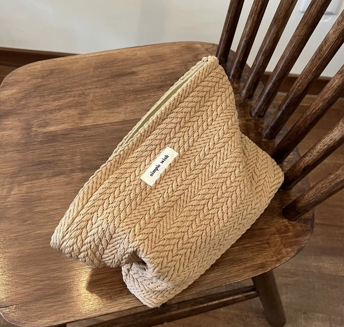 Woven Cosmetic Bag | Coffee