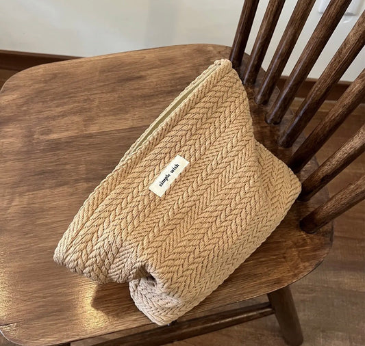 Woven Cosmetic Bag | Coffee