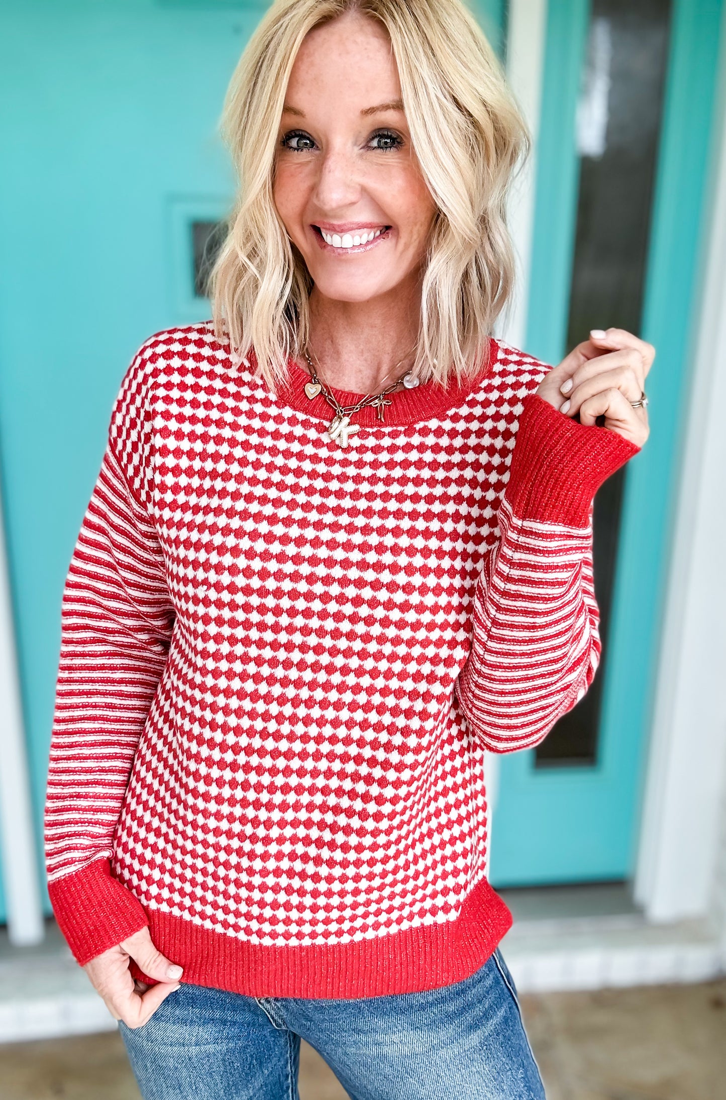 Merry & Checked Sweater by Staccato