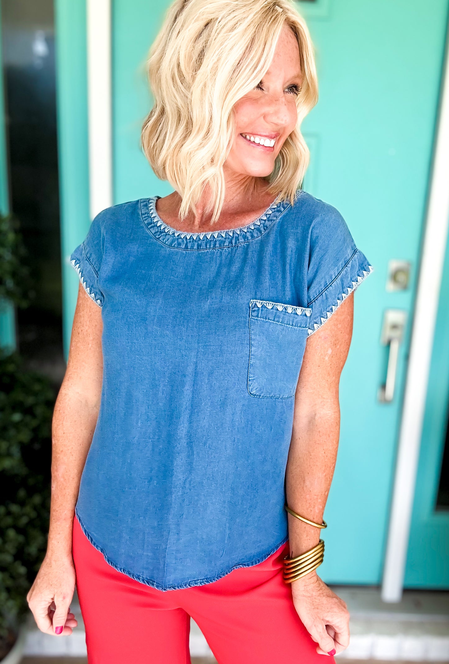 Stitched & Styled Chambray Top
