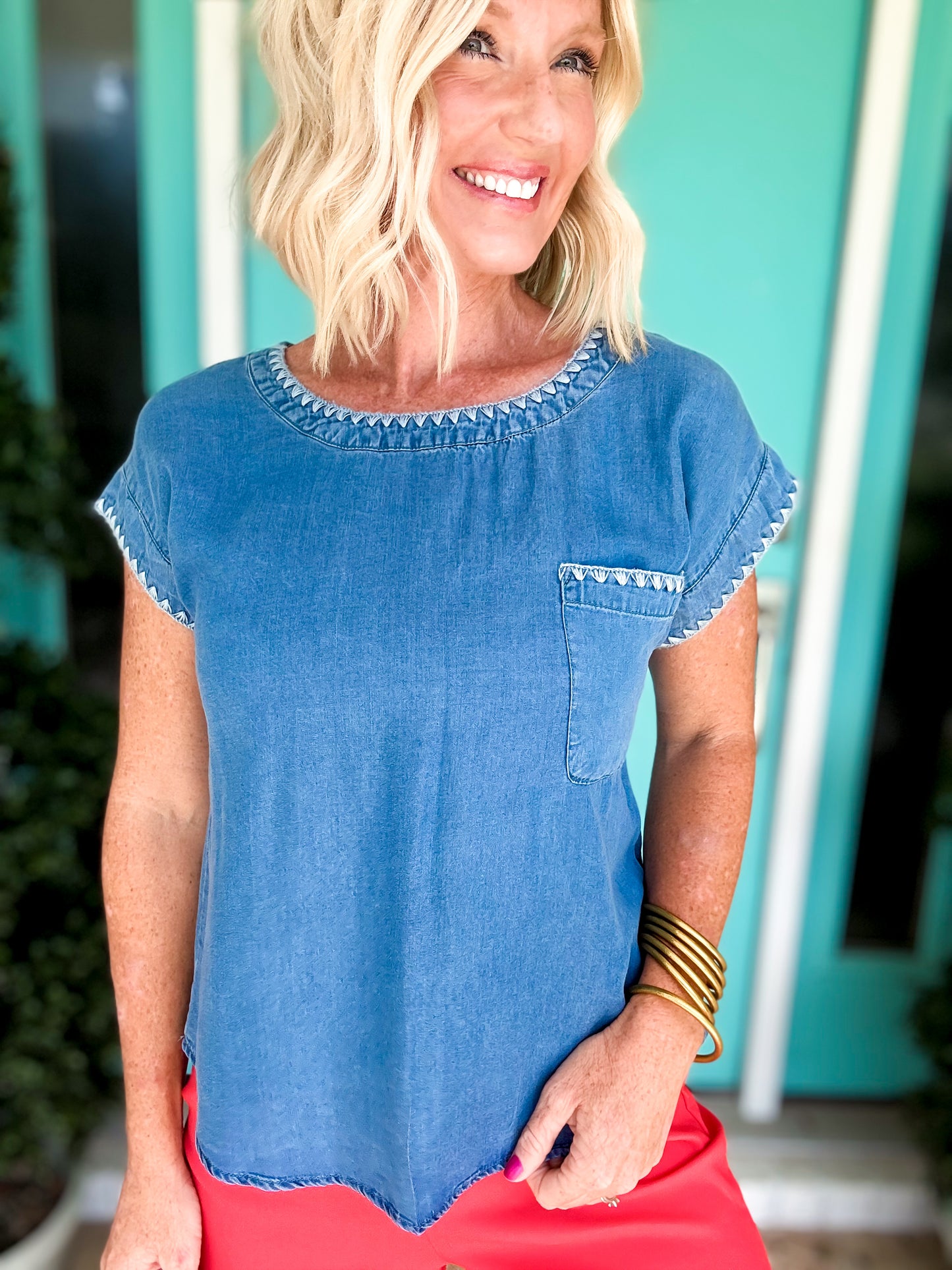 Stitched & Styled Chambray Top