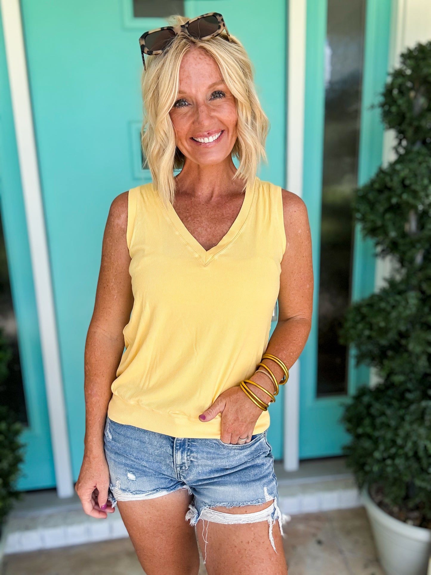 *Vneck* Luxe Air Ribbed Tank