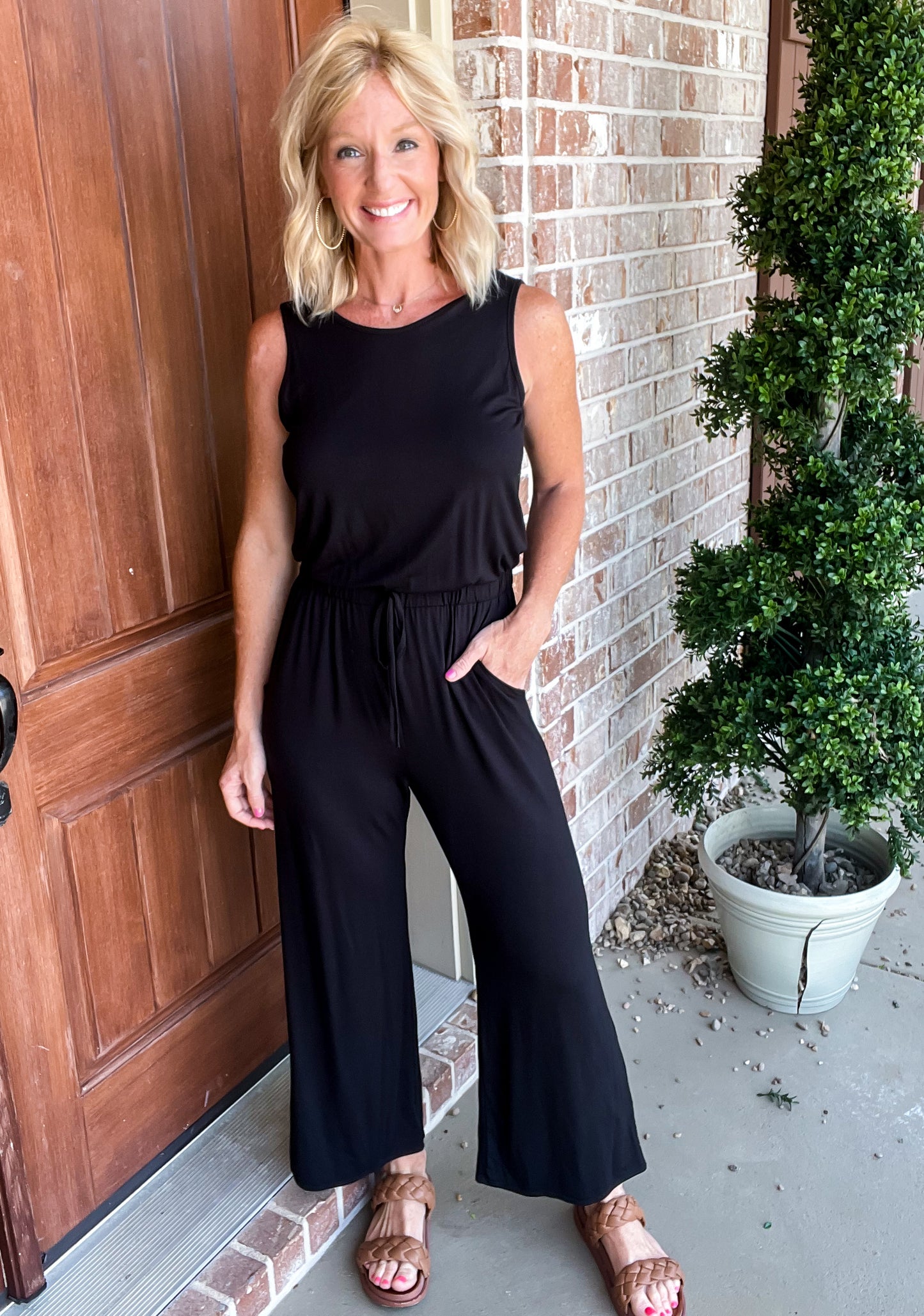 Scoop Back Wide Leg Jumpsuit