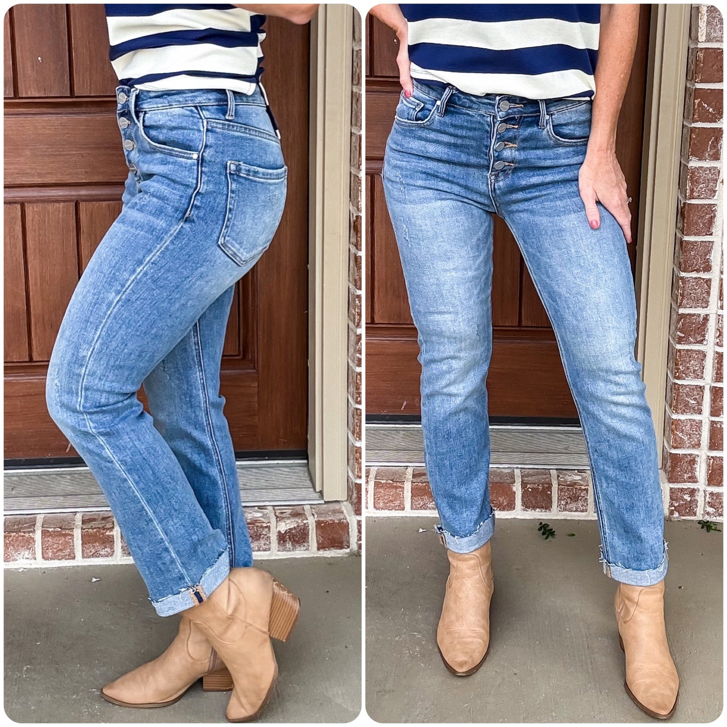 Heather High Rise Straight Leg Jeans