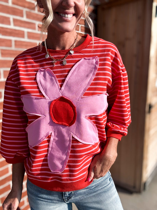 Striped Flower Patch Blouse