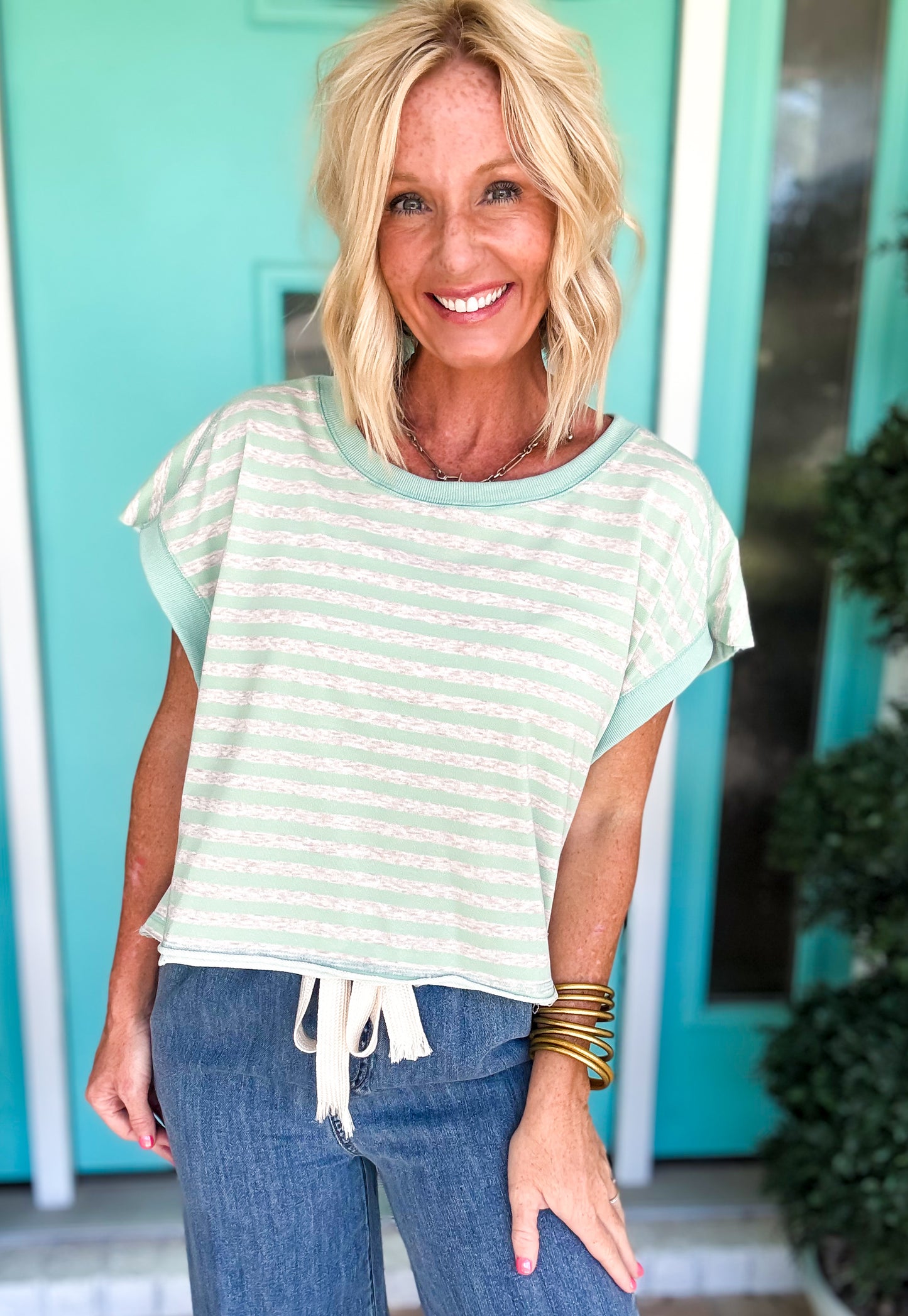Striped Open Back Top