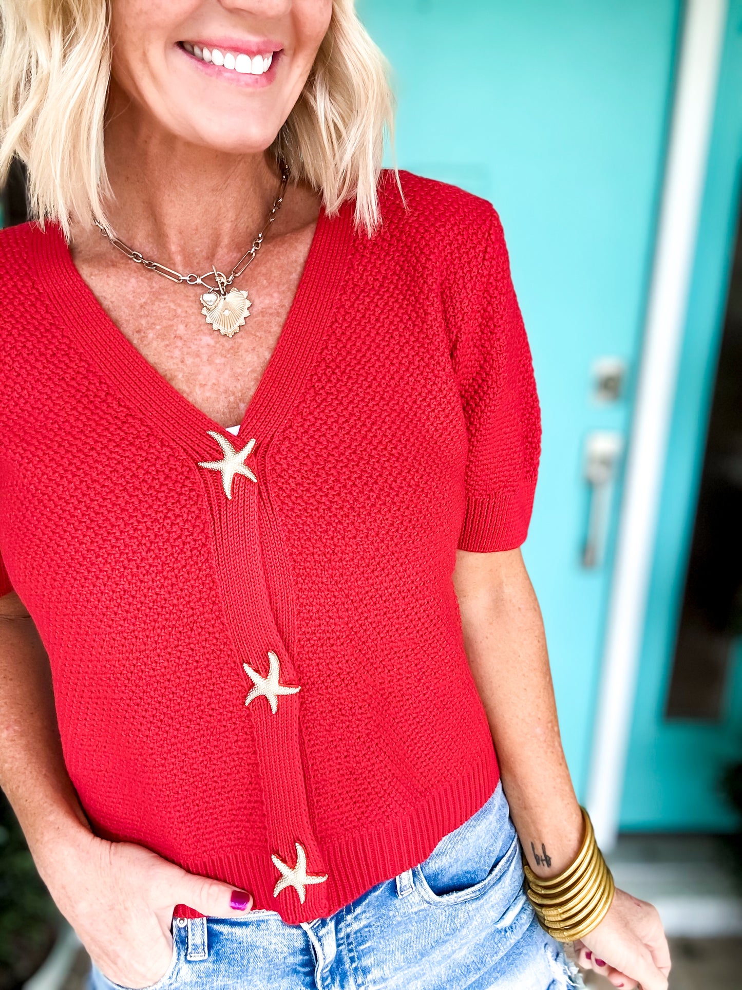 Starfish Gold Button Cardigan