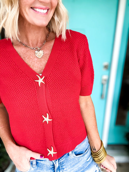 Starfish Gold Button Cardigan