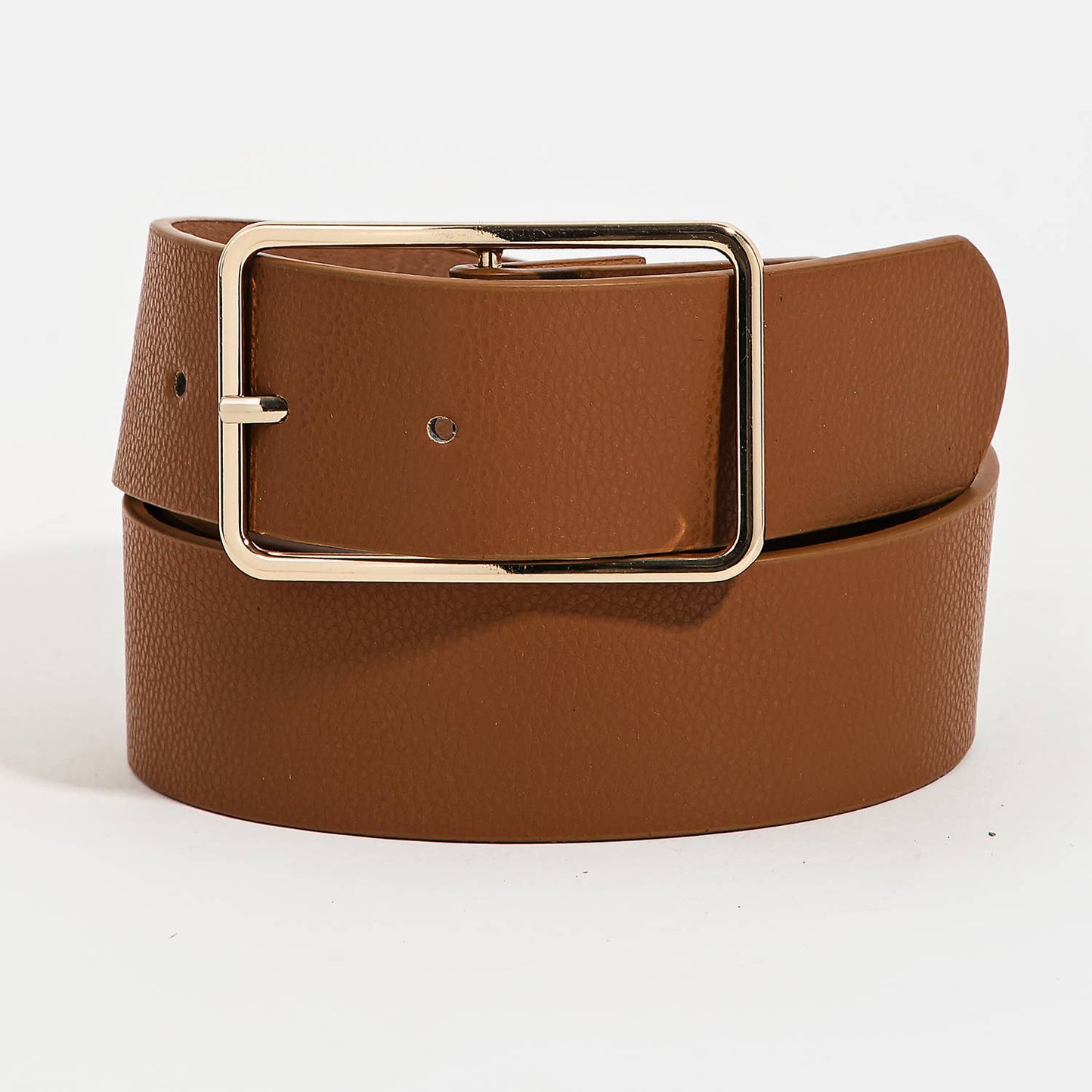 Rectangle Cutout Buckle Vegan Leather Belt