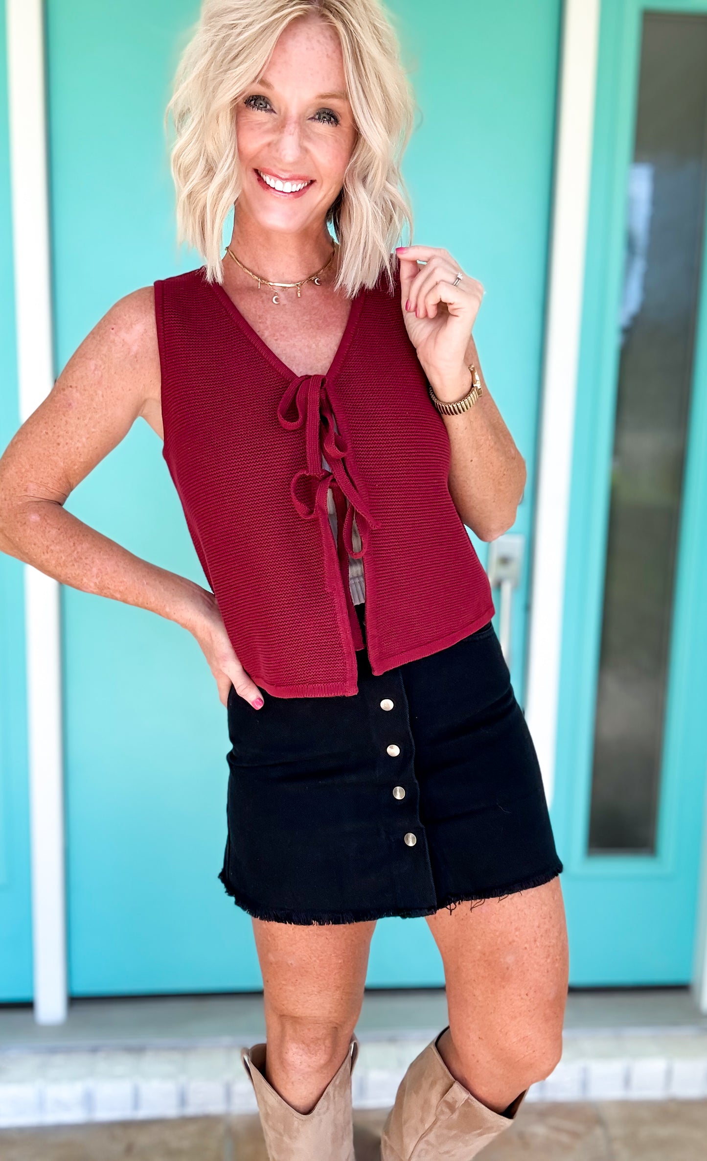 Twill & Tailored Button Skirt