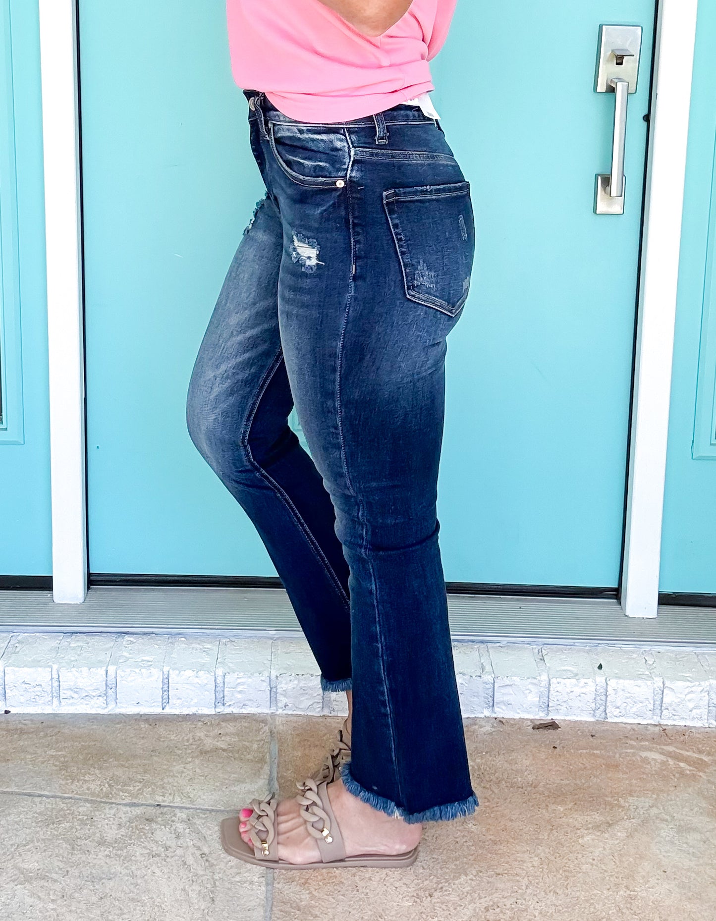 Sunrise Cropped Straight Jeans -- Dark
