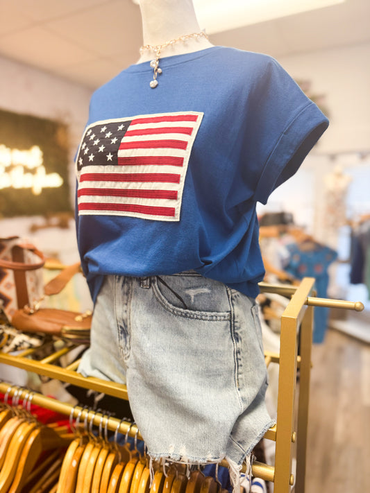 Americana Flag Cuffed Tee