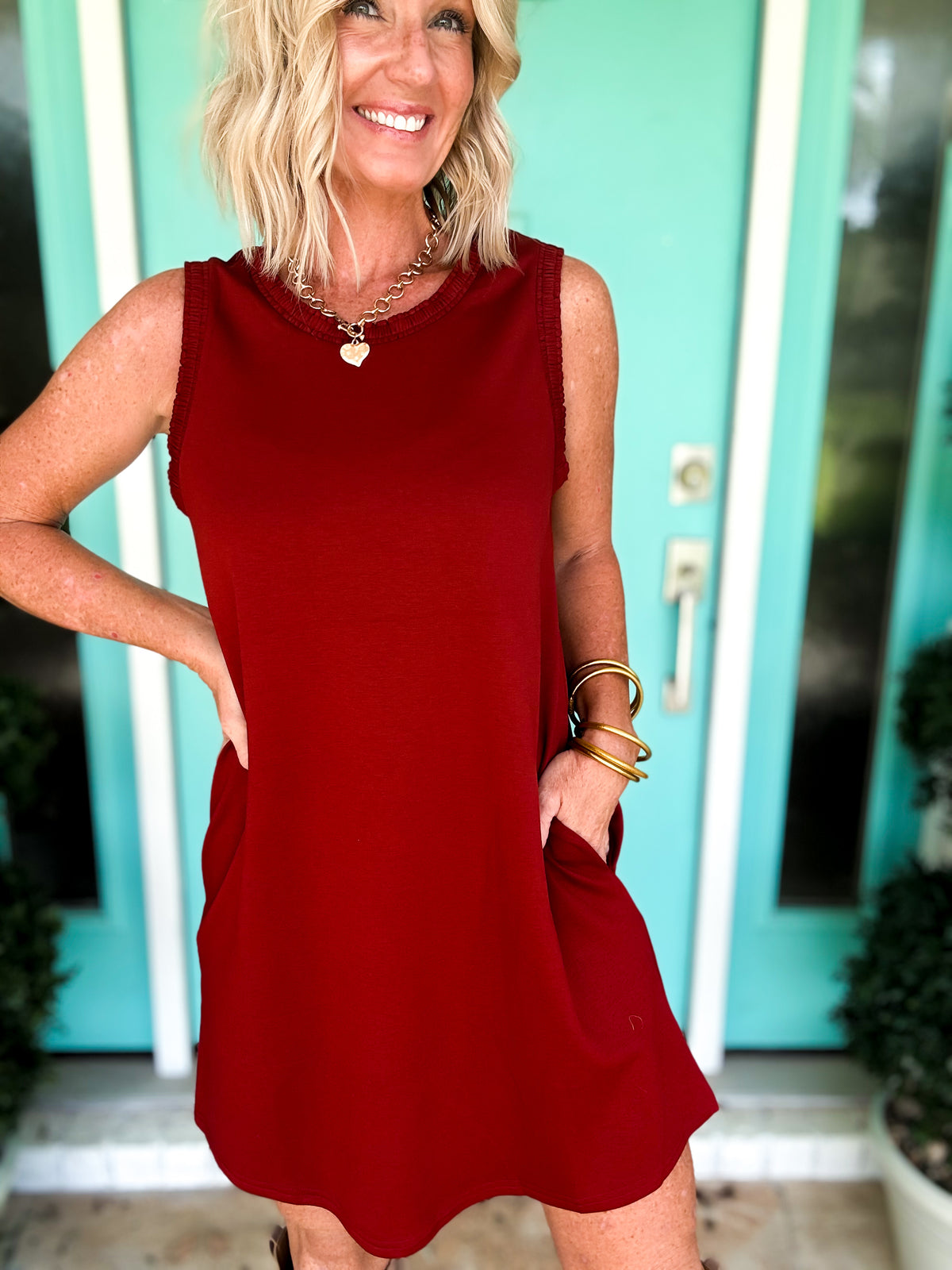 Smocking Edge Scuba Dress