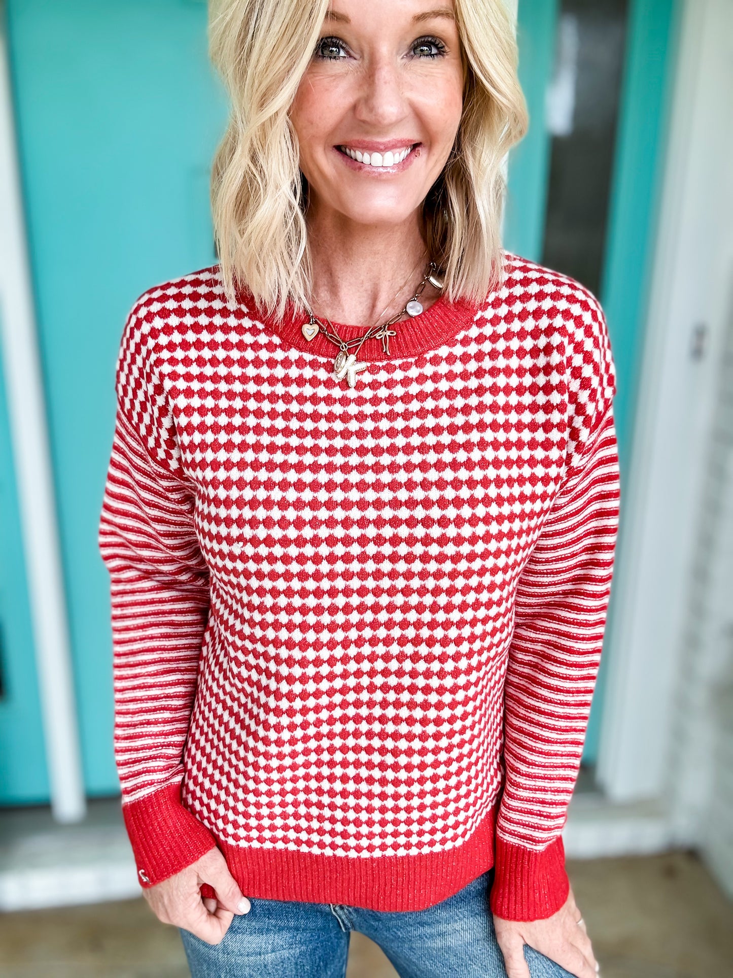 Merry & Checked Sweater by Staccato