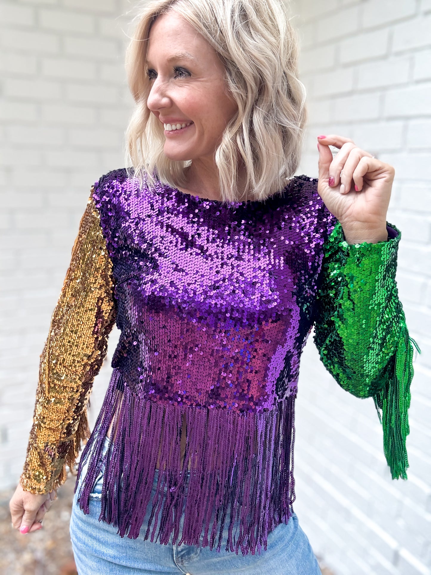 Fleur De Shimmer Mardi Gras Top