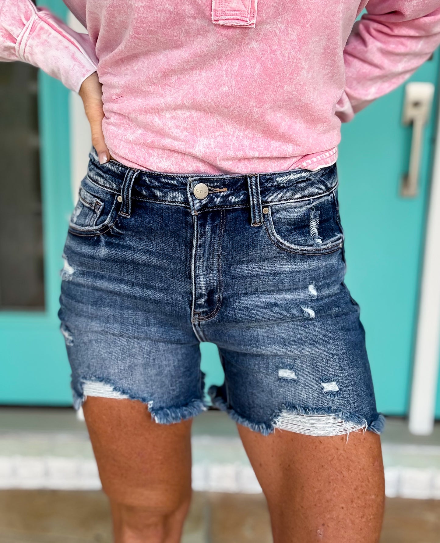 Dark Denim Vibe Shorts by Risen