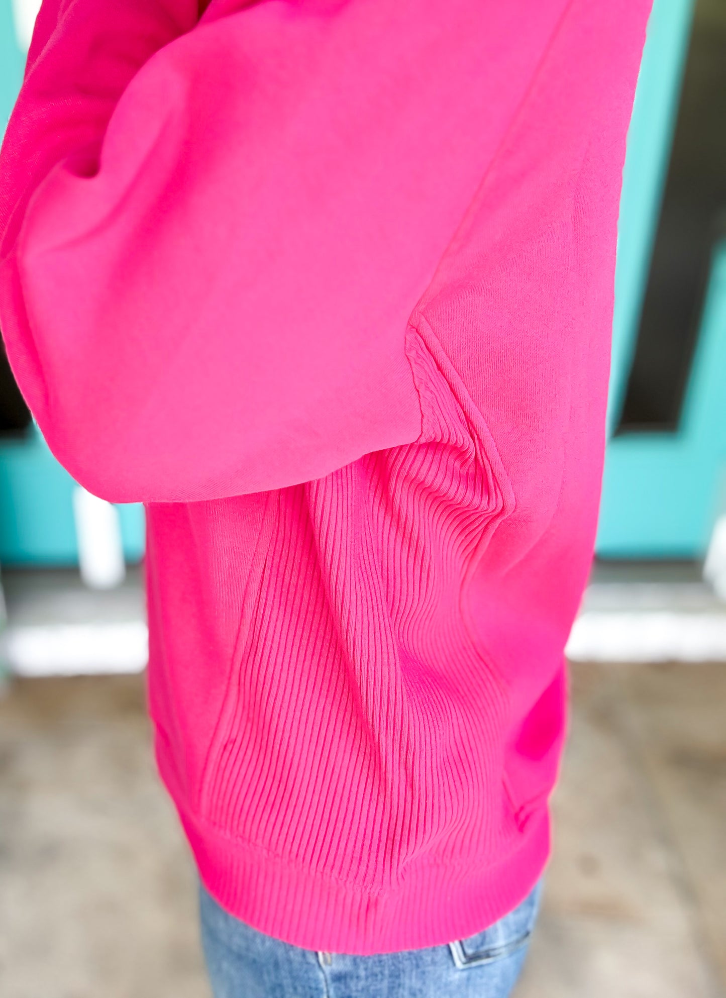 Think Pink Ribbed Side Pullover