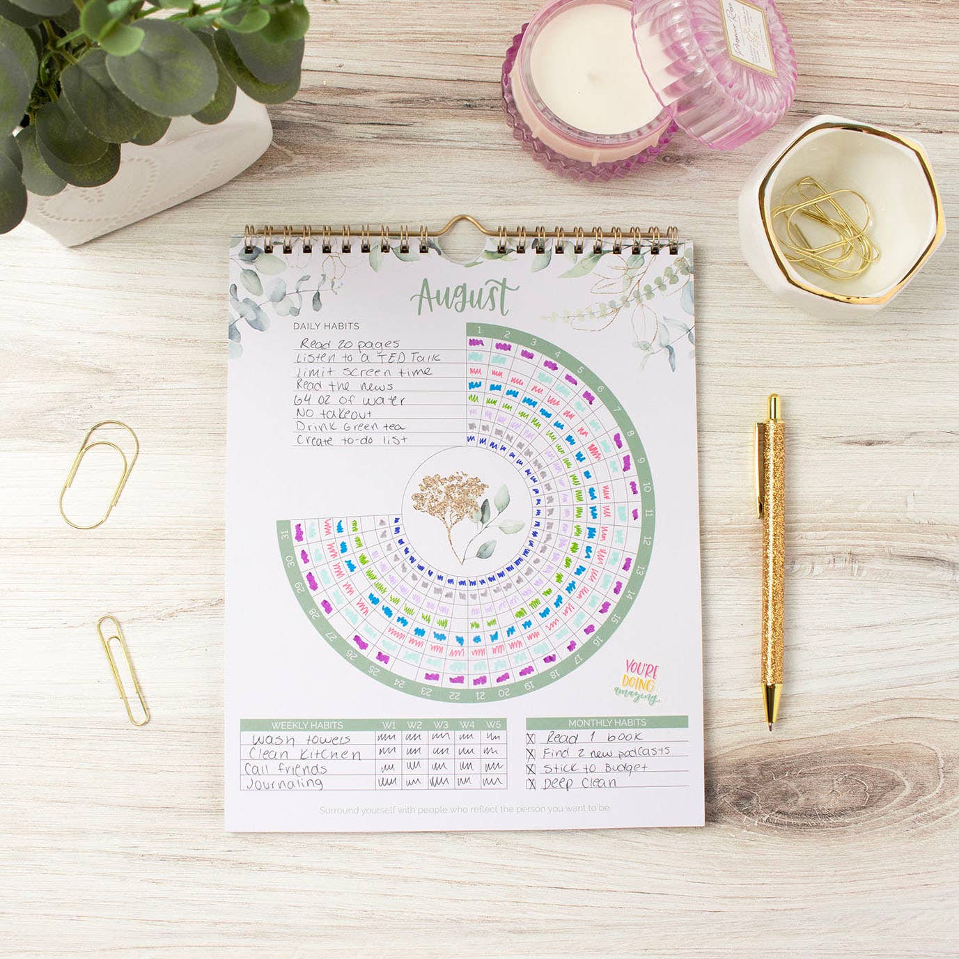 Habit Tracking Calendar, 8” x 10”