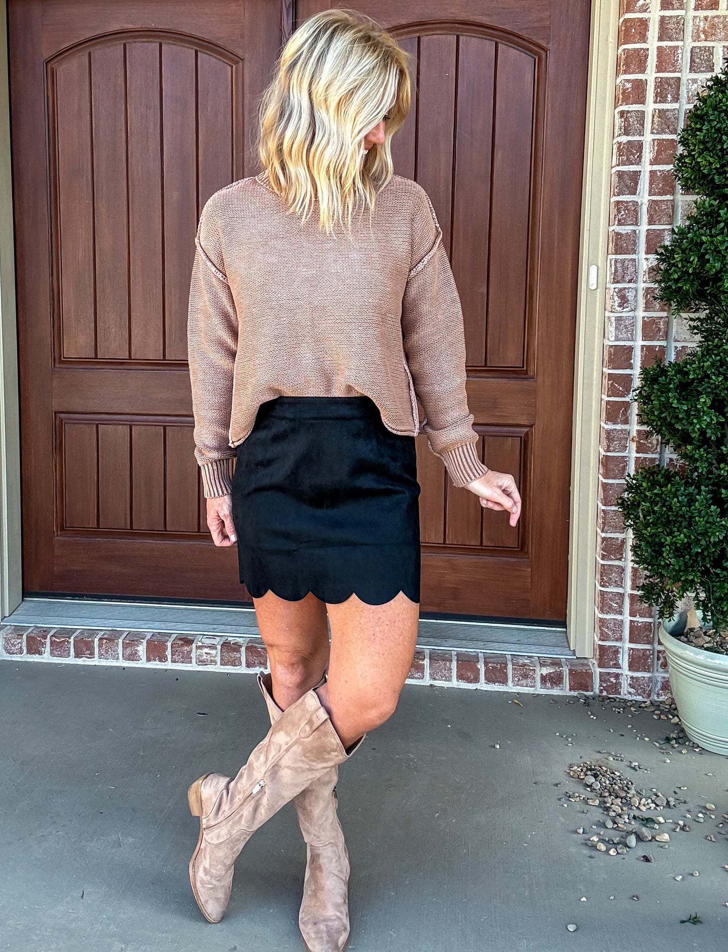 Scallop Suede Skirt