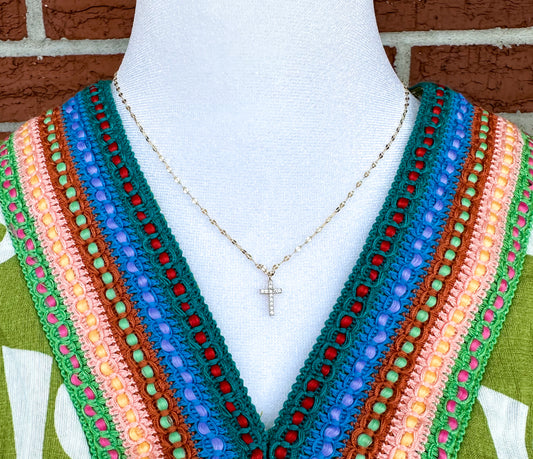 Rhinestone Cross Necklace