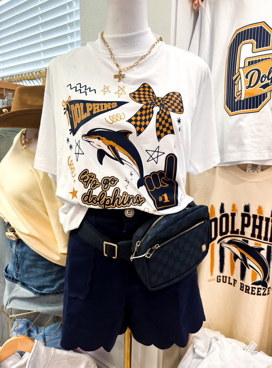 Dolphins Spirit White Cropped-ish Tee