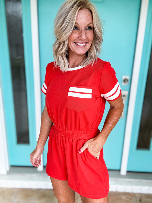 Stripe It Gameday Romper