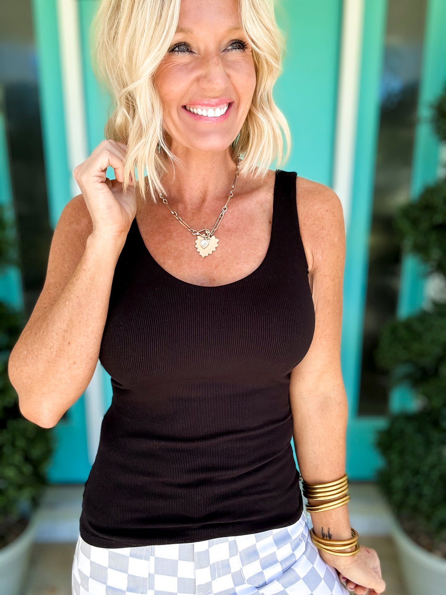 Tiffany Ribbed Tank w/ Built-In Bra