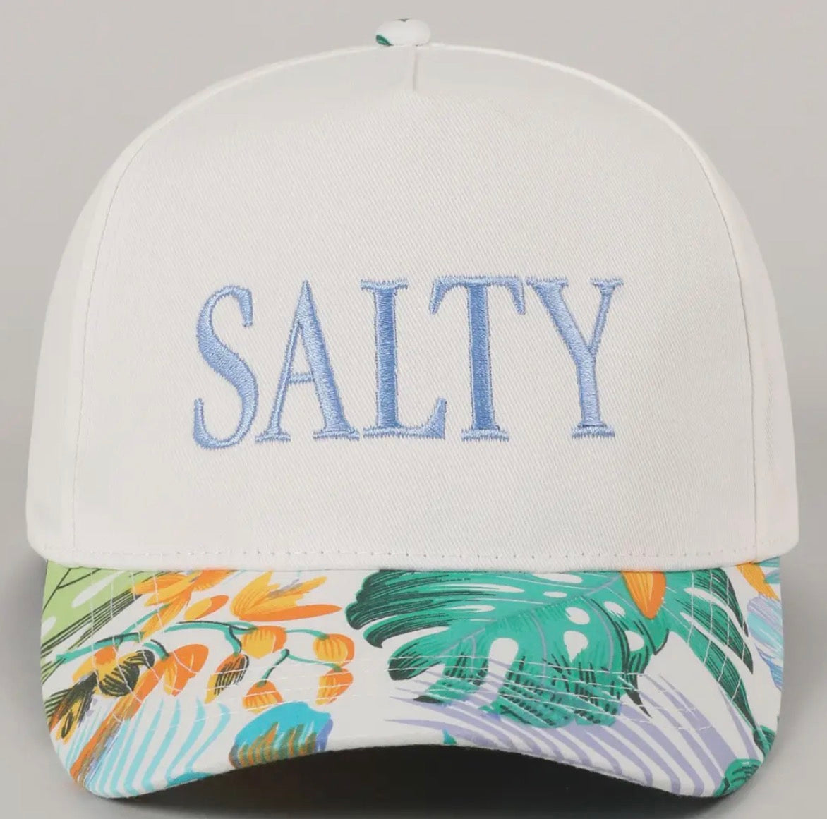 Salty Lettering Embroidery Floral Two-Tone Hat