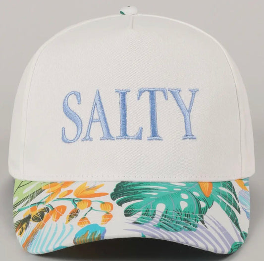Salty Lettering Embroidery Floral Two-Tone Hat