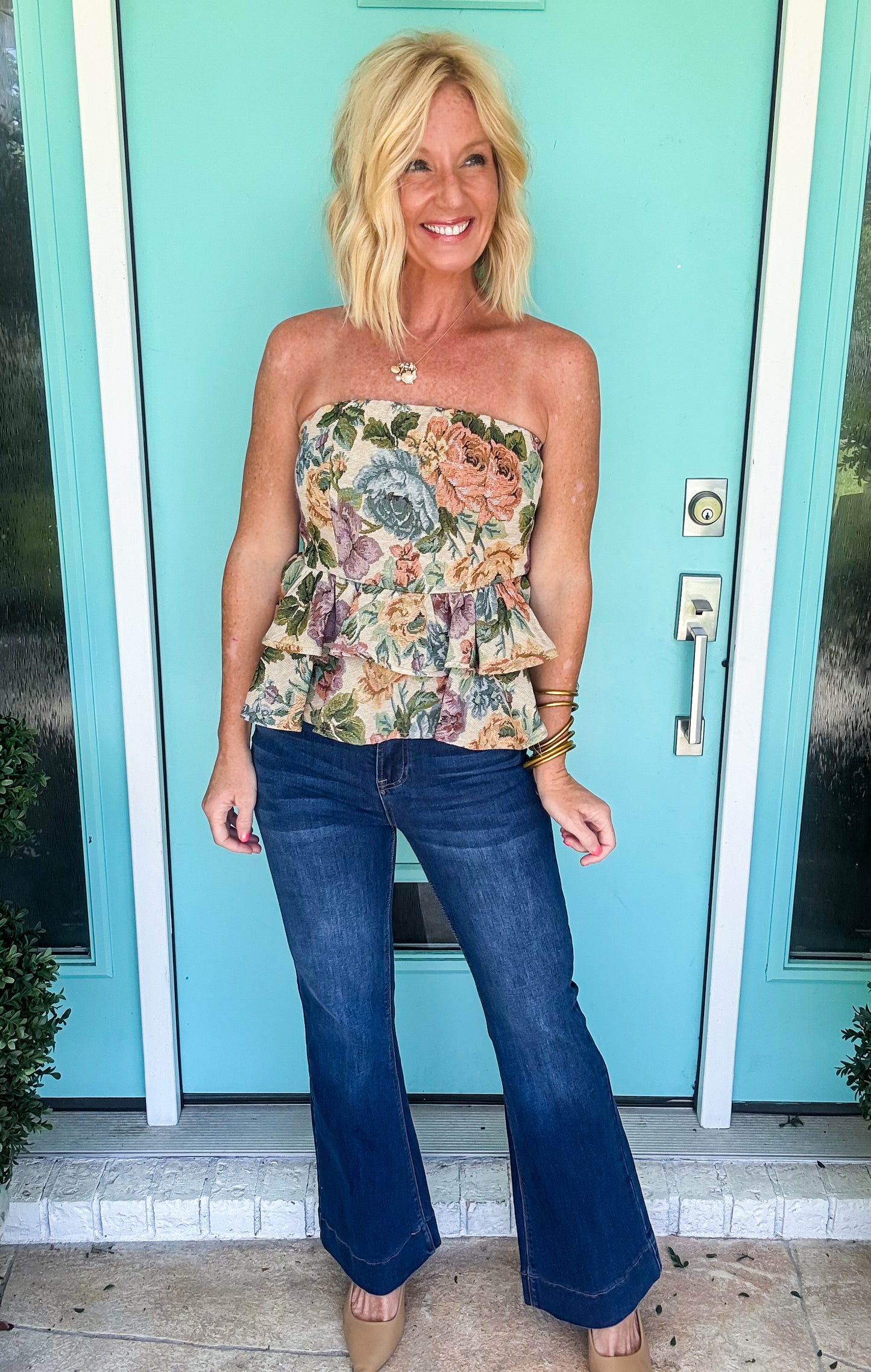 Vintage Floral Tiered Top