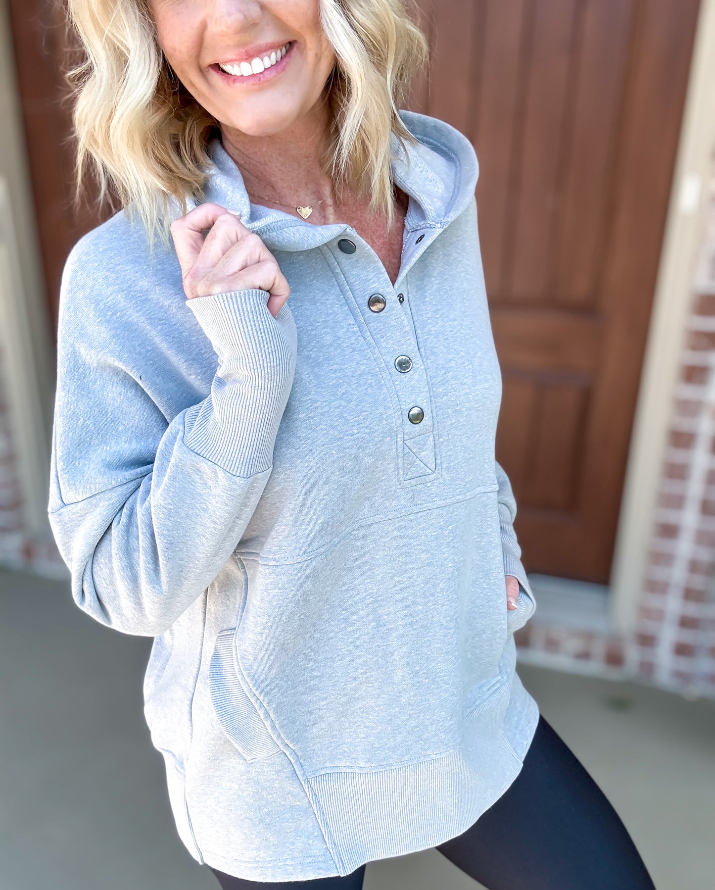 Halle Half Button Fleece Hoodie