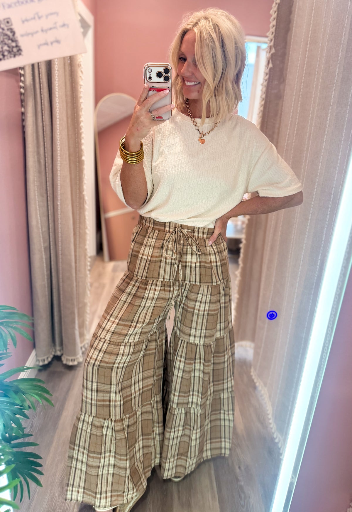 Flirty Plaid Wide Leg Pants
