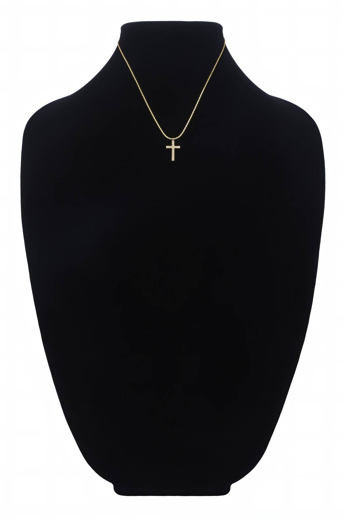 18K Gold Plated Pave Cross Necklace