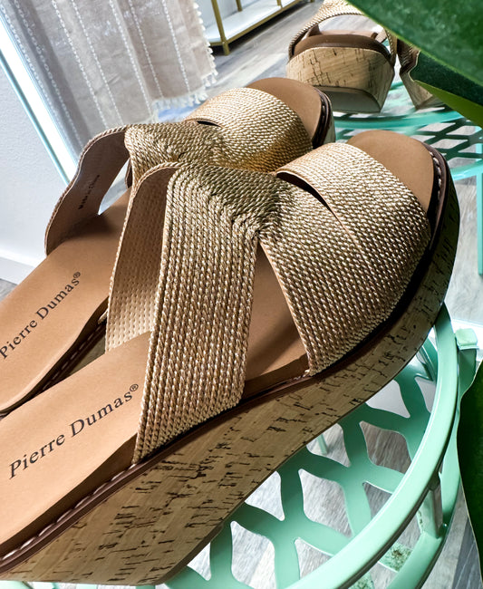 The Flynn Gold Wedge Sandals